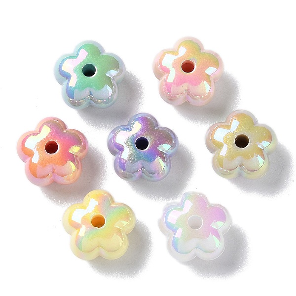 

PandaHall UV Plating Acrylic Beads, Flower, Mixed Color, 12.5x12.5x8mm, Hole: 2mm Acrylic Flower Multicolor