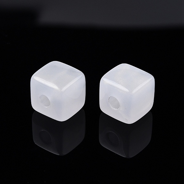 

PandaHall Opaque Acrylic with Glitter Powder Beads, Cube, White, 12x12x12mm, Hole: 4mm Acrylic Cube White
