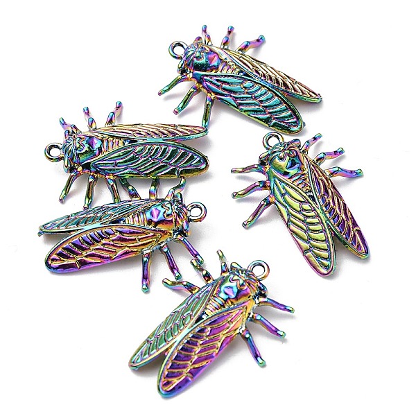 

PandaHall Plated Alloy Pendants, Cadmium Free & Lead Free, Cicada Charm, Rainbow Color, 28x23x4.5mm, Hole: 1.6mm Alloy Insects