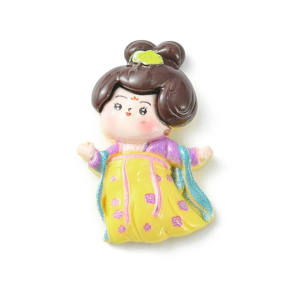 

PandaHall Opaque Resin Cabochons, Lady in Tang Dynasty, Yellow, 33.5x32x6.5mm Resin Human Yellow