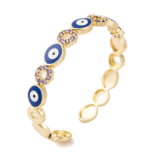 

PandaHall Brass Pave Cubic Zirconia Open Cuff Bangles for Women, with Enamel, Real 18K Gold Plated, Evil Eye, Inner Diameter: 2-1/4 inch...