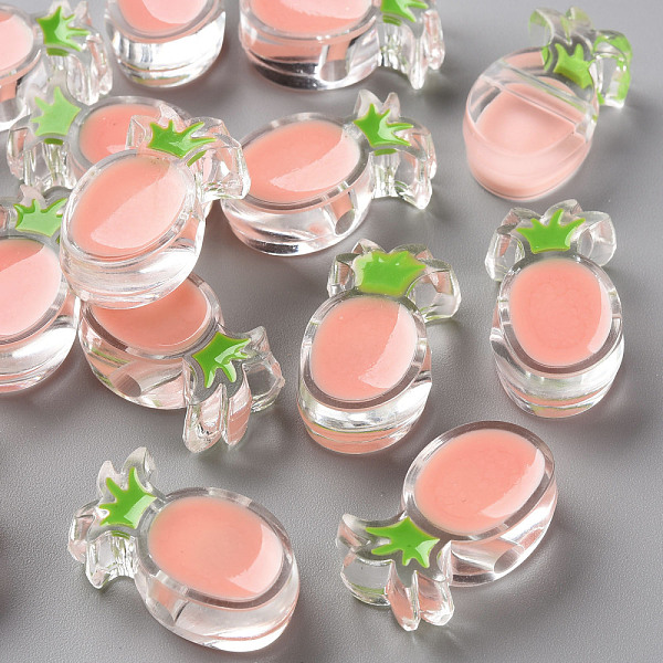 

PandaHall Transparent Enamel Acrylic Beads, Pineapple, Pink, 25x15x9mm, Hole: 3.5mm Acrylic Fruit Pink