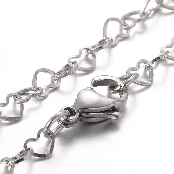 

PandaHall Heart 304 Stainless Steel Link Bracelets, with Lobster Claw Clasps, Stainless Steel Color, 7-1/4 inch(185mm) 304 Stainless Steel