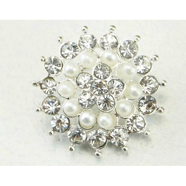 

PandaHall Acrylic Pearl & Rhinestone Shank Buttons, with Silver Plated Alloy Findings, 1-Hole, Flower, WhiteSmoke, 22x10mm, Hole: 2mm..., White