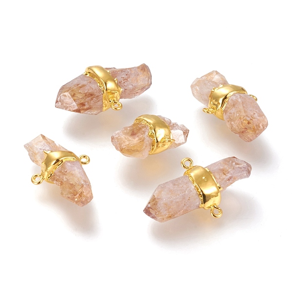 

PandaHall Natural Citrine Links, with Golden Tone Brass Findings, Nuggets, 30~42x22.5~25.5x11~15mm, Hole: 1.8mm Citrine Nuggets