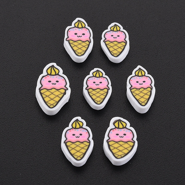 

PandaHall Handmade Polymer Clay Cabochons, Ice Cream, Pearl Pink, 9.5~11x5.5~7x2mm, about 7600pcs/1000g Polymer Clay Food