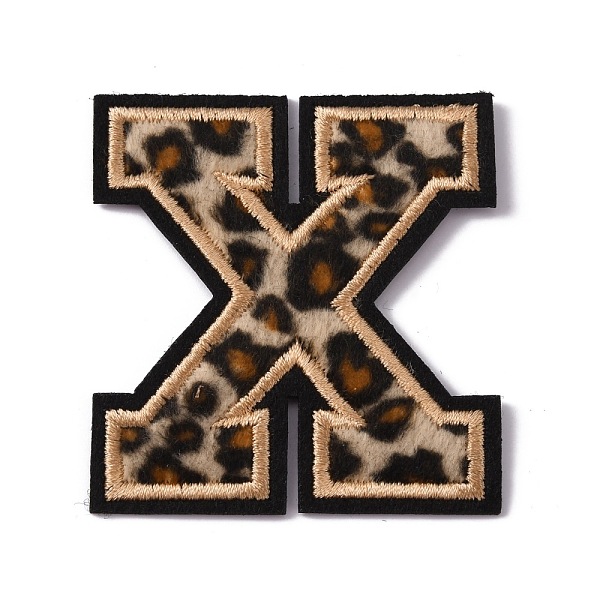 

PandaHall Polyester Computerized Embroidery Cloth Iron On Sequins Patches, Leopard Print Pattern Stick On Patch, Costume Accessories..., Gold