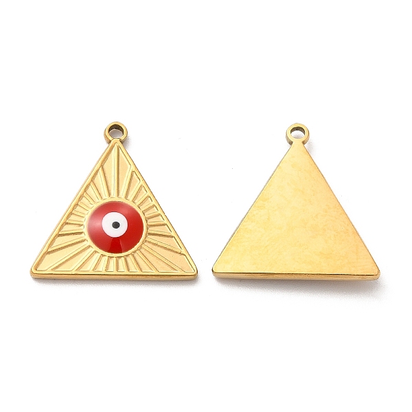 

PandaHall Vacuum Plating 201 Stainless Steel Pendants, with Enamel,Real 18K Gold Plated, Triangle, Evil Eye, Red, 22x22x3mm, Hole: 2mm...