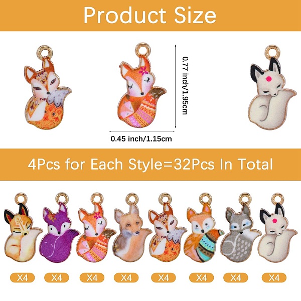 

PandaHall 32Pcs 8 Colors Alloy Enamel Pendants, Fox Charm, Cadmium Free & Nickel Free & Lead Free, Golden, Mixed Color, 19.5x11.5x2mm, Hole..., Multicolor