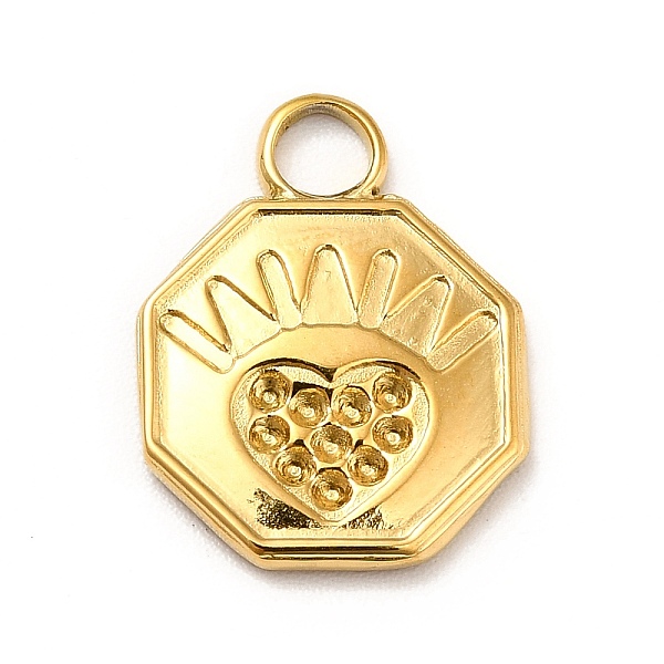 

PandaHall Ion Plating(IP) Ion Plating(IP) 304 Stainless Steel Pendant Rhinestone Settings, Hexagon with Heart, Real 18K Gold Plated, Fit for...