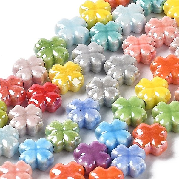 

PandaHall Handmade Porcelain Beads Strands, Bright Glazed Porcelain, Clover, Mixed Color, 11.5x11.5x5.5mm, Hole: 2.3mm, about 26pcs/strand..., Multicolor