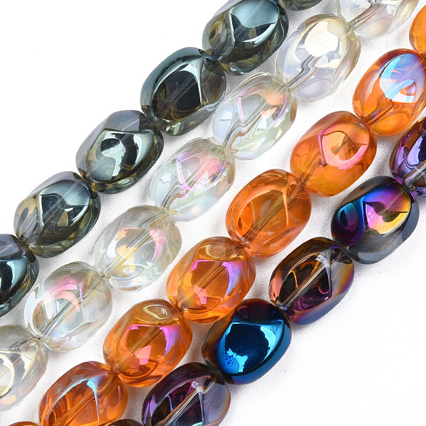 

PandaHall Electroplate Transparent Glass Beads Strands, Oval, Mixed Color, 12x10.5x10mm, Hole: 1.2mm, about 50Pcs/strand, 23.62 inch(60cm)..., Multicolor