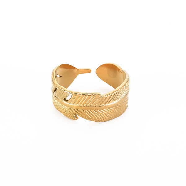 

PandaHall Ion Plating(IP) 304 Stainless Steel Leaf Wrap Open Cuff Ring for Women, Nickel Free, Real 18K Gold Plated, US Size 9 1/4(19.1mm)...