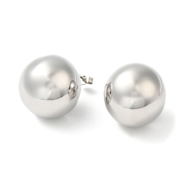 

PandaHall Brass Stud Earrings, Round Ball, Platinum, 20mm Brass Round