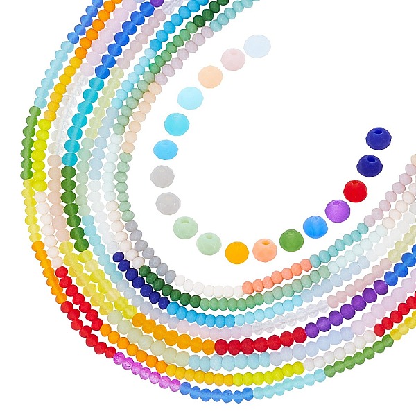 

PandaHall 8 Strands Opaque 8 Style 7 Colors Frosted Glass Beads Strands, Faceted Rondelle, Mixed Color, 1strand/style Glass Rondelle..., Multicolor