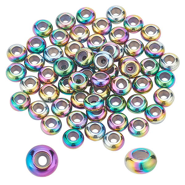

PandaHall PH 60pcs Stainless Steel Slider Beads, 8mm Colorful Spacer Beads with Rubber Inside Slider Clasps Stopper Beads for Bracelets...