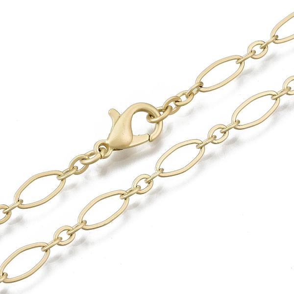 

PandaHall Brass Cable Chains Necklace Making, with Lobster Claw Clasps, Matte Gold Color, 23.62 inch(60cm) long, Link 1: 9x4x0.6mm, Link 2...