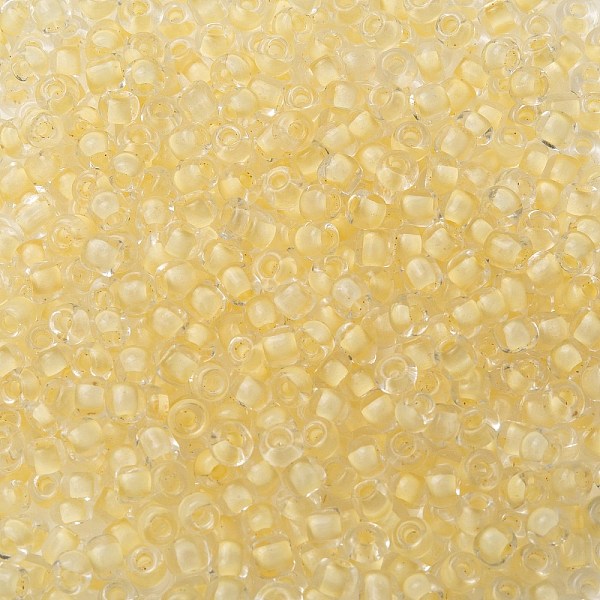 

PandaHall 8/0 Glass Seed Beads, Transparent Inside Colours, Round Hole, Round, Champagne Yellow, 8/0, 3~4x2~3mm, Hole: 0.8mm, about...