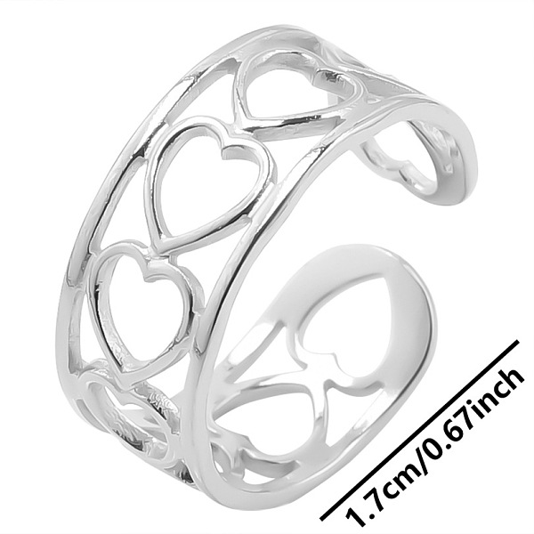 

PandaHall Simple Stainless Steel Love Heart Open Cuff Rings for Men Women, Stainless Steel Color Other Heart