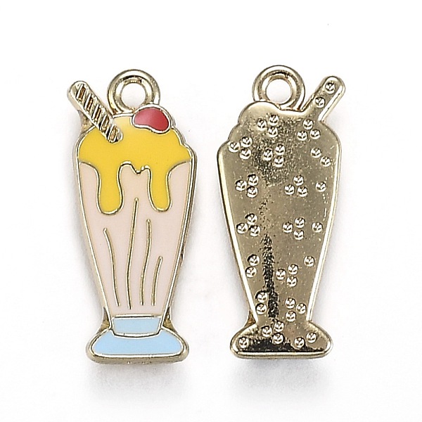 

PandaHall Light Gold Plated Alloy Jewelry Enamel Pendants, Ice Cream, Yellow, 21x9.5x2.5mm, Hole: 1.7mm Alloy+Enamel Food Yellow