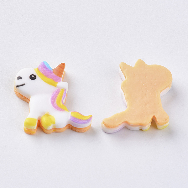 

PandaHall Resin Cabochons, Unicorn, Colorful, 18x20x5mm Resin Unicorn