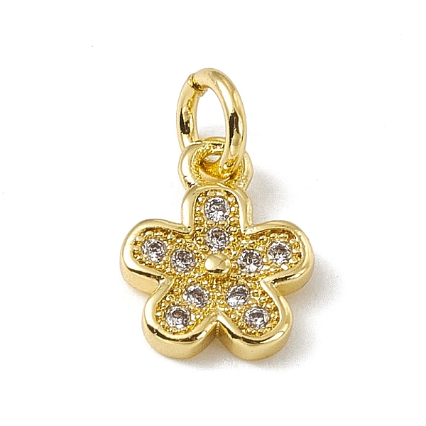 

PandaHall Brass Micro Pave Cubic Zirconia Charms, with Jump Rings, Flower Charm, Real 18K Gold Plated, 9.5x7.5x1.5mm, Hole: 3mm Brass+Cubic..., Clear