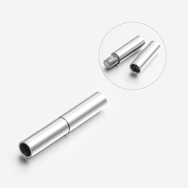 

PandaHall 304 Stainless Steel Bayonet Clasps, Column, Stainless Steel Color, 18~21x2~4mm, Hole: 1mm 304 Stainless Steel