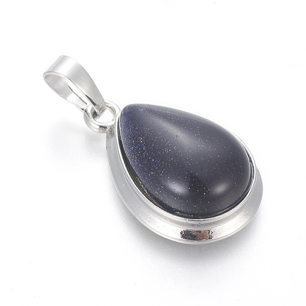 

PandaHall Synthetic Blue Goldstone Pendants, with Brass Findings, teardrop, Platinum, 26x16~17x8~10mm, Hole: 8x5mm Blue Goldstone Teardrop