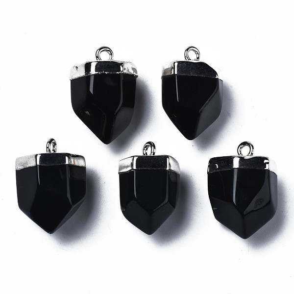 

PandaHall Natural Agate Pendants, Dyed, with Platinum Brass Findings, Rack Plating, Faceted, Cone, 24~26x17.5~19x16~19.5mm, Hole: 2mm..., Black