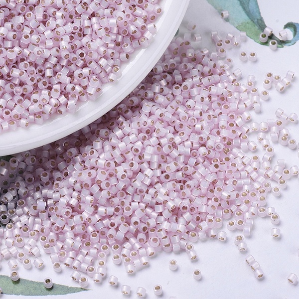 

PandaHall MIYUKI Delica Beads, Cylinder, Japanese Seed Beads, 11/0, (DB0624) Dyed Light Rose Silver Lined Alabaster, 1.3x1.6mm, Hole: 0.8mm..., Purple