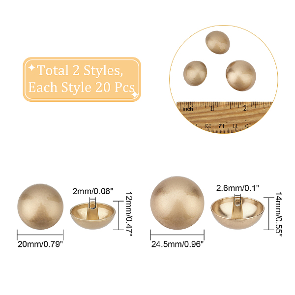 

PandaHall CHGCRAFT 40Pcs 2 Sizes Domed Mushroom Metal Shank Buttons 1-Hole Domed Button Light Coffee Button Set for Fabrics Crafts DIY...