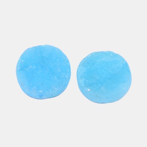 

PandaHall Electroplate Natural Druzy Crystal Cabochons, Flat Round, Dyed, Light Sky Blue, 20x4~12mm Quartz Crystal Flat Round