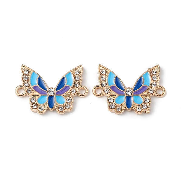 

PandaHall Alloy Enamel Connector Charms, Butterfly Links with Crystal Rhinestone, Light Gold, Cadmium Free & Nickel Free & Lead Free, Blue...