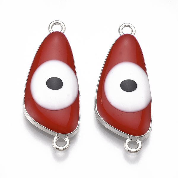 

PandaHall Alloy Links connectors, with Enamel, Triangle with Evil Eye, Platinum, Red, 30.5x12x4mm, Hole: 1.8mm Alloy+Enamel Triangle Red