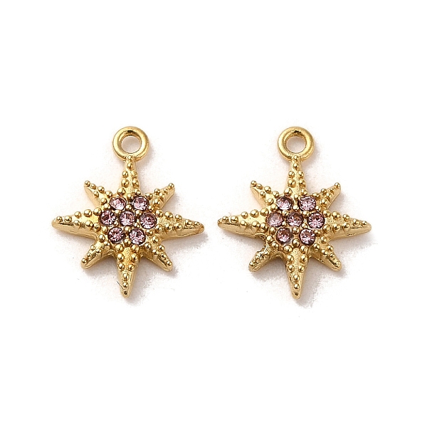 

PandaHall 304 Stainless Steel Rhinestone Charms, Real 14K Gold Plated, Star Charm, Light Rose, 11.5x9.5x2mm, Hole: 1mm Stainless..., Pink