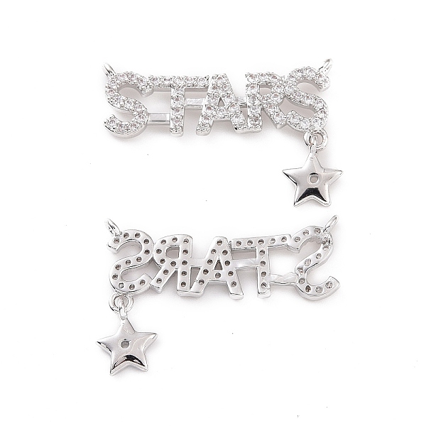 

PandaHall Brass Micro Pave Clear Cubic Zirconia Pendants, Word STARS Charms with Star, Platinum, 16.5x23.5x1.5mm, Hole: 1mm Brass+Cubic...