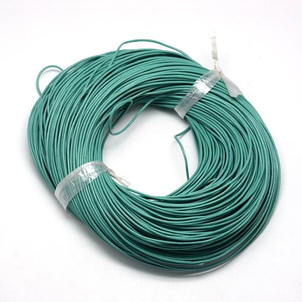 

PandaHall Spray Painted Cowhide Leather Cords, Medium Sea Green, 2.0mm, about 100yards/bundle(300 feet/bundle) Cowhide Round