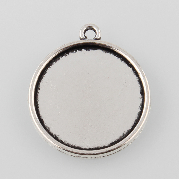 

PandaHall Tibetan Style Antique Silver Alloy Flat Round Pendant Cabochon Settings, Cadmium Free & Lead Free, Tray: 18mm, 24x21x2mm, Hole...