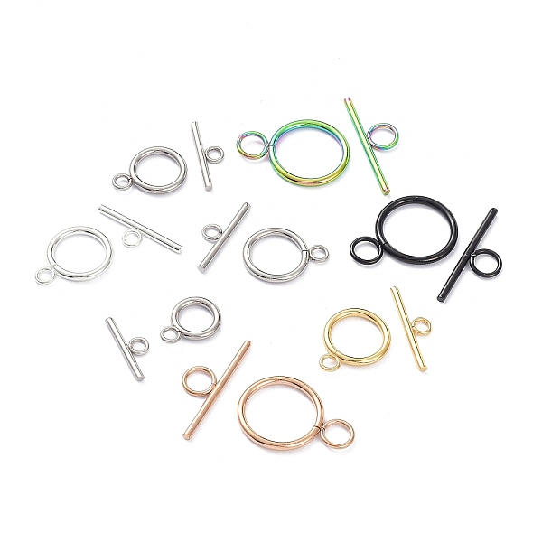 

PandaHall Stainless Steel Toggle Clasps, Mixed Color, 16.5~28x12~20x2mm, Hole: 3~5.5mm Stainless Steel Ring