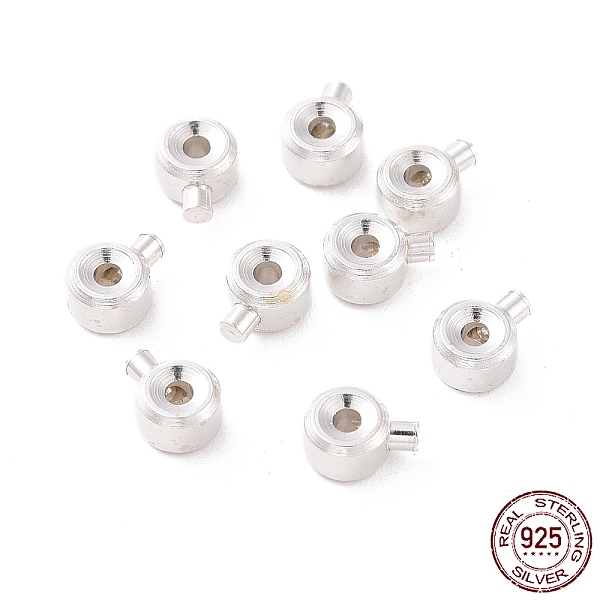 

PandaHall 925 Sterling Silver Crimp Beads, Loose Spacer Beads, Stopper Crimp Charms, Flat Round, Silver, 4x3x2mm, Hole: 0.8mm, pin: 1mm...