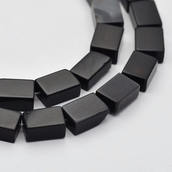 

PandaHall Rectangle Natural Black Onyx Beads Strands, Dyed, 9x6x4mm, Hole: 1mm, about 44pcs/strand, 15.7 inch Black Onyx Rectangle