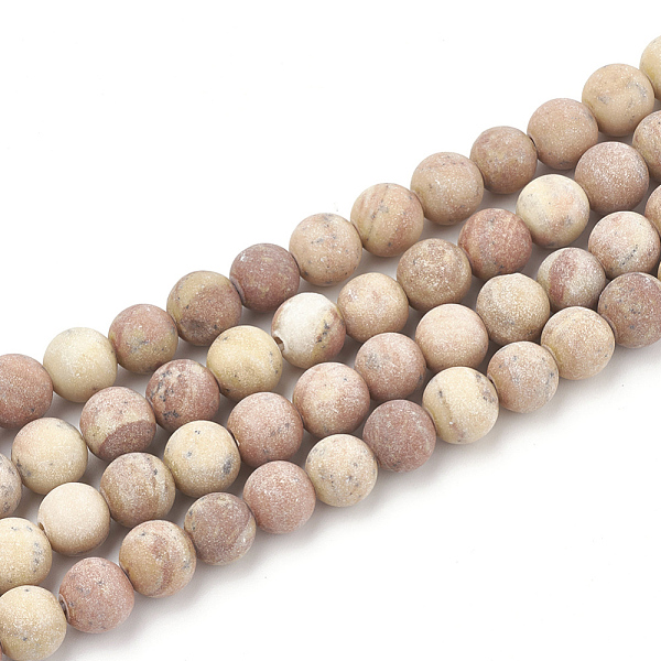 

PandaHall Natural Wood Lace Stone Beads Strands, Frosted, Round, 8mm, Hole: 1mm, about 47pcs/strand, 15.5 inch Wood Lace Stone Round