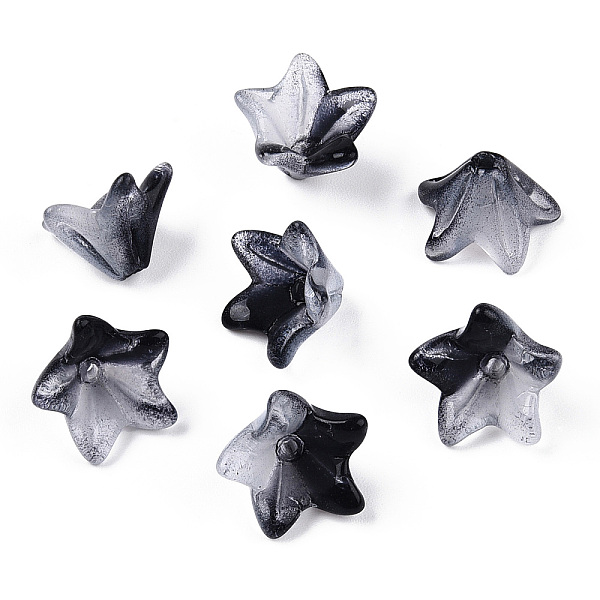 

PandaHall Transparent Glass Beads Caps, Greenish Lily Flower, Black, 10x12.5x12mm, Hole: 1.5mm Glass Black