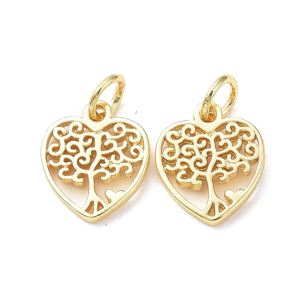 

PandaHall Rack Plating Brass Charms, with Jump Ring, Lead Free & Cadmium Free, Hollow, Heart with Tree of Life Charm, Real 18K Gold Plated...