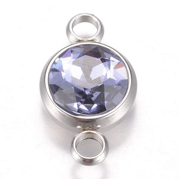 

PandaHall Glass Links connectors, Faceted, with 304 Stainless Steel Findings, Flat Round, Stainless Steel Color, Lilac, 17.5x10x6.5mm, Hole..., Purple