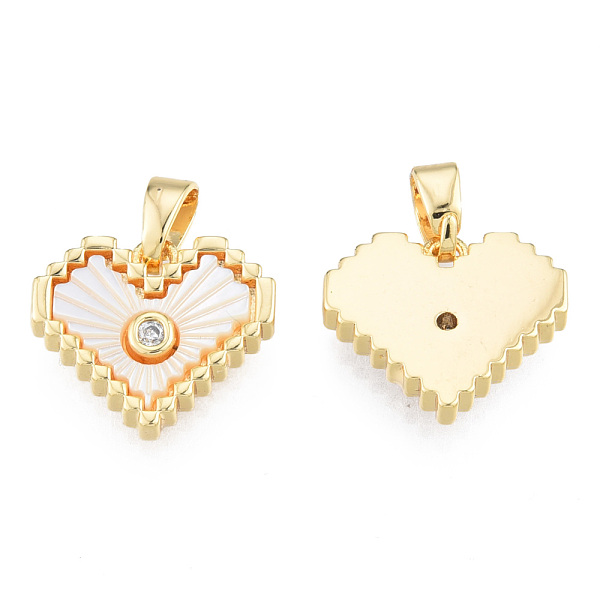 

PandaHall Natural Freshwater Shell Charms, with Brass Pave Clear Cubic Zirconia Findings, Real 18K Gold Plated, Nickel Free, Heart, Creamy...