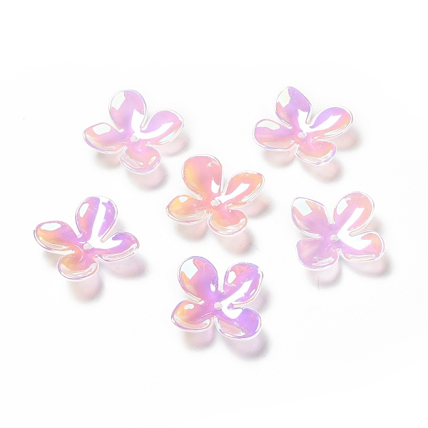 

PandaHall Opaque Acrylic Bead Caps, AB Color, 4-Petal Flower, Pearl Pink, 27x26x6mm, Hole: 1.8mm Acrylic