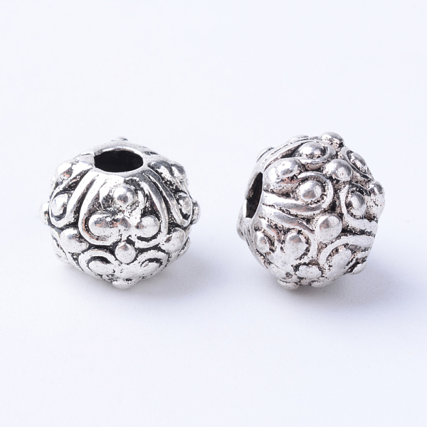 

PandaHall Tibetan Style Alloy Beads, Round with Flower, Cadmium Free & Nickel Free & Lead Free, Antique Silver, 11x8~8.5mm, Hole: 3mm Alloy...