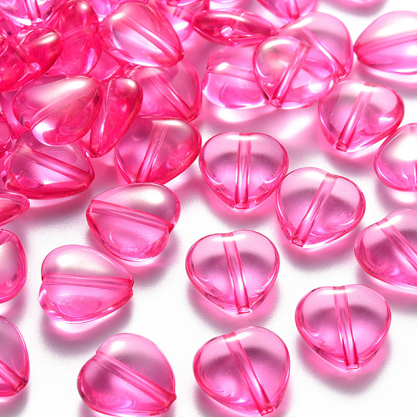 

PandaHall Transparent Acrylic Beads, Heart, Camellia, 13.5x13.5x5.5mm, Hole: 1.5mm, about 775pcs/500g Acrylic Heart Pink