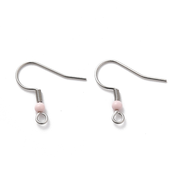 

PandaHall 316 Surgical Stainless Steel Earring Hooks, with Beads and Horizontal Loop, Stainless Steel Color, Pink, 19x19.5x3mm, Hole: 2mm...